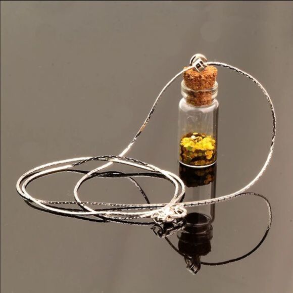 (K3) Gold Glitter Bottle Necklace - Picture 4 of 5
